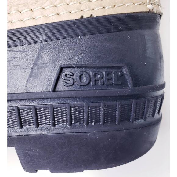 SOREL Kid's Size 2 Insulated Waterproof Winter Snow Boots Leather Rubber Beige - Picture 2 of 16